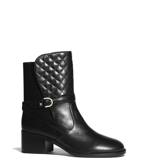 chanel black ankle boots 2018|Chanel black canvas heel boots.